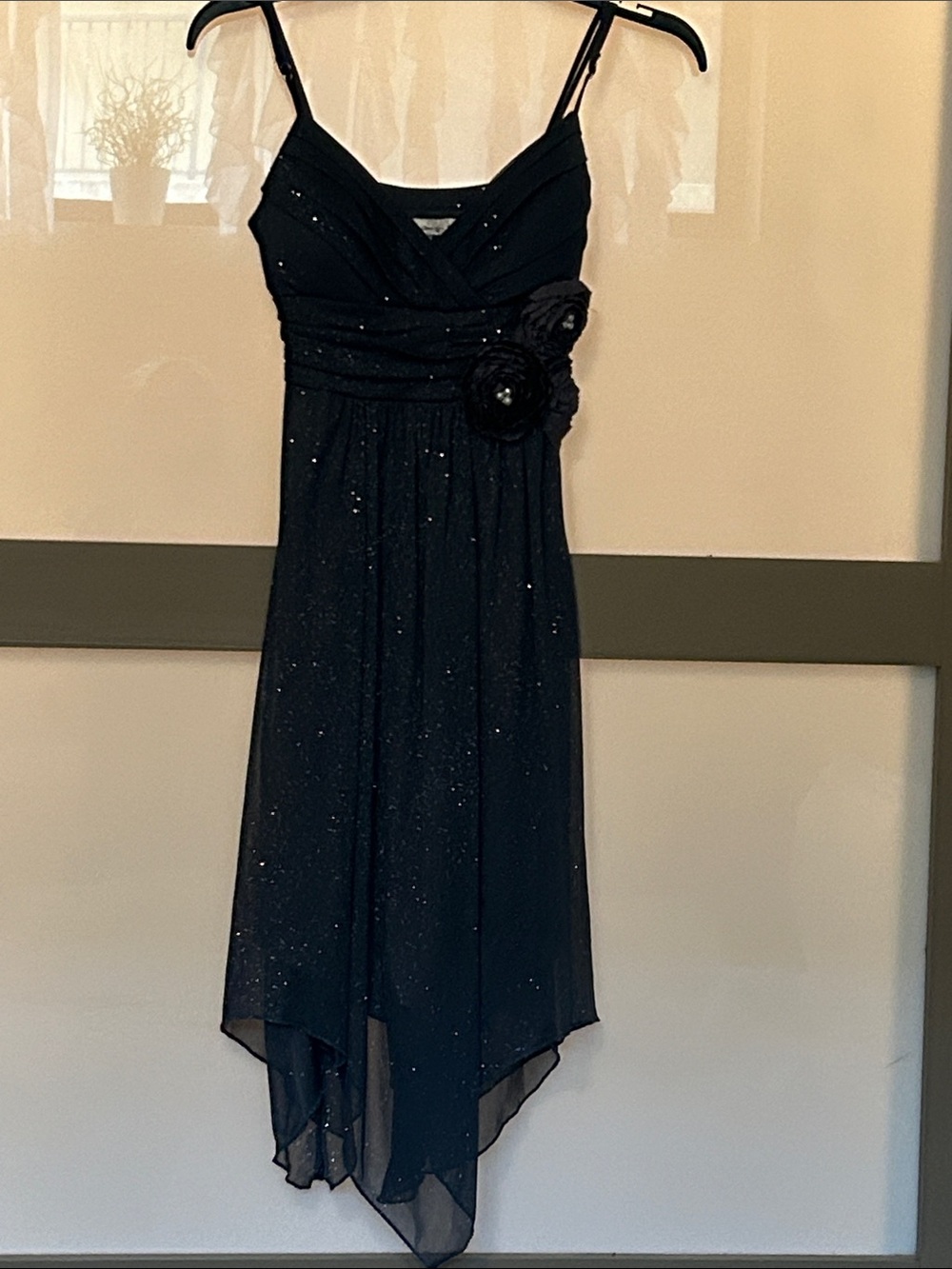 Speechless Black Sparkle High-Low Chiffon Dress